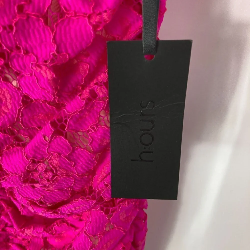 NWT Revolve h:ours pink lace ruched dress Francin bodycon style sz S Bar… - Picture 4 of 8